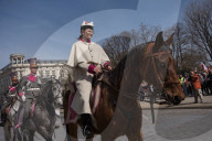 Poles Danced The Polish National Dance Polonaise On Krakowskie Przedmiescie In Warsaw, Poland, On April 12, 2025