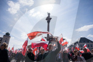 Poles Danced The Polish National Dance Polonaise On Krakowskie Przedmiescie In Warsaw, Poland, On April 12, 2025