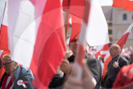 Poles Danced The Polish National Dance Polonaise On Krakowskie Przedmiescie In Warsaw, Poland, On April 12, 2025