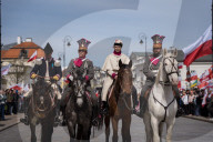 Poles Danced The Polish National Dance Polonaise On Krakowskie Przedmiescie In Warsaw, Poland, On April 12, 2025