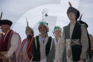 Poles Danced The Polish National Dance Polonaise On Krakowskie Przedmiescie In Warsaw, Poland, On April 12, 2025