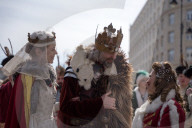 Poles Danced The Polish National Dance Polonaise On Krakowskie Przedmiescie In Warsaw, Poland, On April 12, 2025