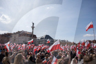 Poles Danced The Polish National Dance Polonaise On Krakowskie Przedmiescie In Warsaw, Poland, On April 12, 2025