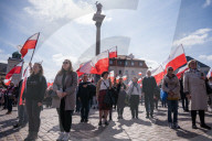 Poles Danced The Polish National Dance Polonaise On Krakowskie Przedmiescie In Warsaw, Poland, On April 12, 2025