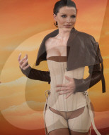 Actress Julia Fox In Very Revealing Bustier And Stockings At The Revolve Festival In Thermal California - 12 April 2025