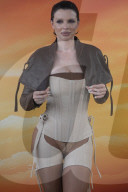 Actress Julia Fox In Very Revealing Bustier And Stockings At The Revolve Festival In Thermal California - 12 April 2025