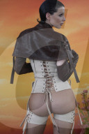 Actress Julia Fox In Very Revealing Bustier And Stockings At The Revolve Festival In Thermal California - 12 April 2025