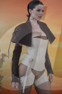 Actress Julia Fox In Very Revealing Bustier And Stockings At The Revolve Festival In Thermal California - 12 April 2025