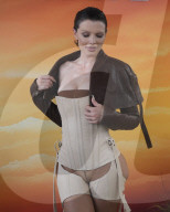 Actress Julia Fox In Very Revealing Bustier And Stockings At The Revolve Festival In Thermal California - 12 April 2025