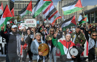 Demonstrators And Police Clash During Palestinian Solidarity Rally In Edmonton