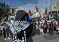 Demonstrators And Police Clash During Palestinian Solidarity Rally In Edmonton