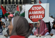 Demonstrators And Police Clash During Palestinian Solidarity Rally In Edmonton