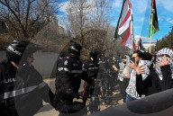 Demonstrators And Police Clash During Palestinian Solidarity Rally In Edmonton