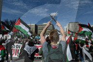 Demonstrators And Police Clash During Palestinian Solidarity Rally In Edmonton