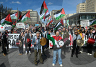 Demonstrators And Police Clash During Palestinian Solidarity Rally In Edmonton