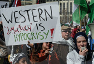 Demonstrators And Police Clash During Palestinian Solidarity Rally In Edmonton