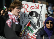 Demonstrators And Police Clash During Palestinian Solidarity Rally In Edmonton