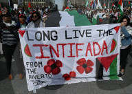 Demonstrators And Police Clash During Palestinian Solidarity Rally In Edmonton