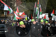 Demonstrators And Police Clash During Palestinian Solidarity Rally In Edmonton