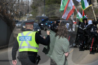 Demonstrators And Police Clash During Palestinian Solidarity Rally In Edmonton