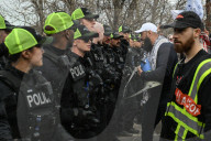 Demonstrators And Police Clash During Palestinian Solidarity Rally In Edmonton