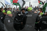 Demonstrators And Police Clash During Palestinian Solidarity Rally In Edmonton