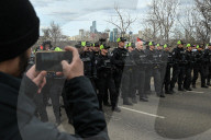 Demonstrators And Police Clash During Palestinian Solidarity Rally In Edmonton