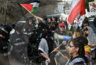 Demonstrators And Police Clash During Palestinian Solidarity Rally In Edmonton