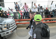 Demonstrators And Police Clash During Palestinian Solidarity Rally In Edmonton