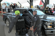 Demonstrators And Police Clash During Palestinian Solidarity Rally In Edmonton