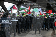 Demonstrators And Police Clash During Palestinian Solidarity Rally In Edmonton