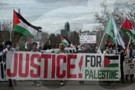Demonstrators And Police Clash During Palestinian Solidarity Rally In Edmonton