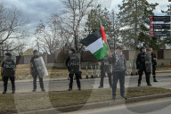Demonstrators And Police Clash During Palestinian Solidarity Rally In Edmonton