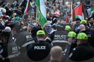 Demonstrators And Police Clash During Palestinian Solidarity Rally In Edmonton