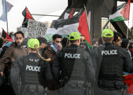 Demonstrators And Police Clash During Palestinian Solidarity Rally In Edmonton