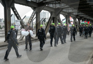 Demonstrators And Police Clash During Palestinian Solidarity Rally In Edmonton