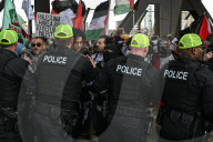 Demonstrators And Police Clash During Palestinian Solidarity Rally In Edmonton