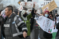 Demonstrators And Police Clash During Palestinian Solidarity Rally In Edmonton