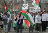 Demonstrators And Police Clash During Palestinian Solidarity Rally In Edmonton