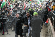 Demonstrators And Police Clash During Palestinian Solidarity Rally In Edmonton