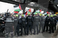 Demonstrators And Police Clash During Palestinian Solidarity Rally In Edmonton