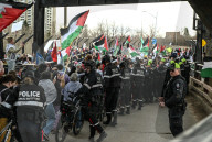 Demonstrators And Police Clash During Palestinian Solidarity Rally In Edmonton