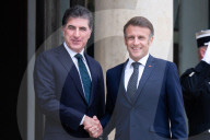French President Emmanuel Macron Welcomes The President Of Iraq's Autonomous Kurdistan Region Netchirvan Barzani
