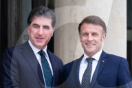 French President Emmanuel Macron Welcomes The President Of Iraq's Autonomous Kurdistan Region Netchirvan Barzani