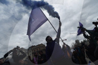 Protestors Protesters Against A Fundamental Law Change Restricting The Right Of Assembly 