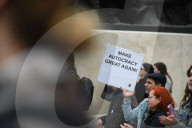Protestors Protesters Against A Fundamental Law Change Restricting The Right Of Assembly 