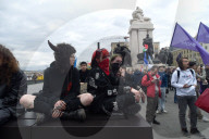 Protestors Protesters Against A Fundamental Law Change Restricting The Right Of Assembly 