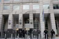 Pro-Palestine Protesters Demand Freedom For Mahmud Khalil At ICE Building Rally