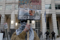 Pro-Palestine Protesters Demand Freedom For Mahmud Khalil At ICE Building Rally
