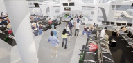 Wheeled passenger lounge for faster airline loading